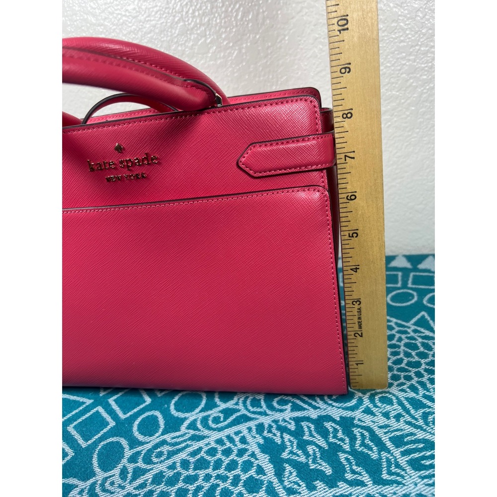 Kate Spade New York Satchel Crossbody Handbag Purse Coral PINK Safiano Leather - Picture 9 of 16
